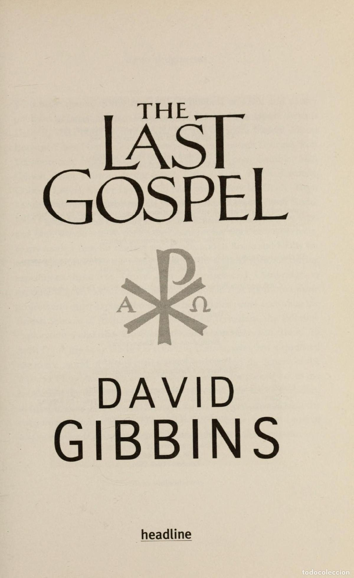 Libri di seconda mano: THE LAST GOSPEL GIBBINS, DAVID -