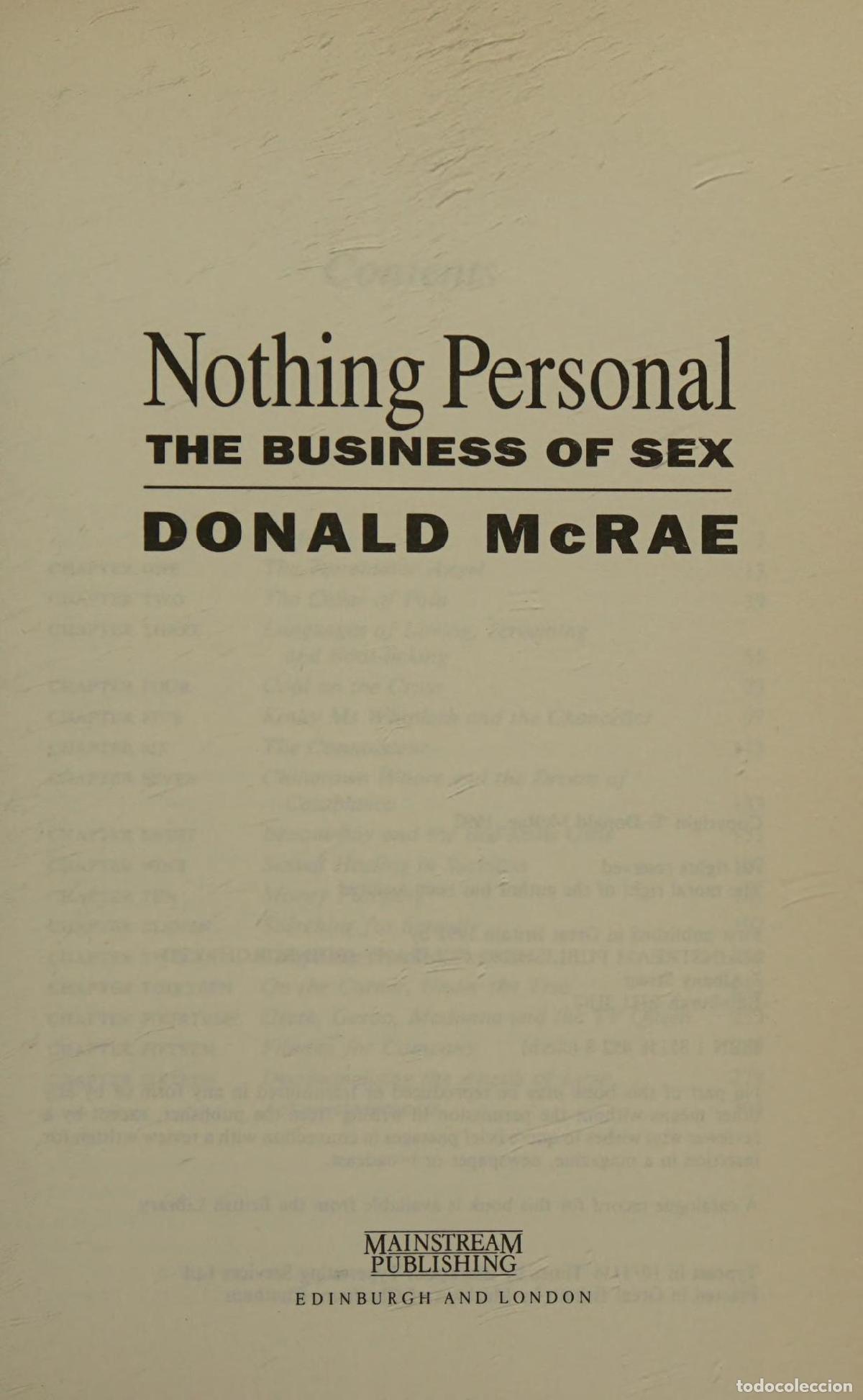 B&uuml;cher: NOTHING PERSONAL: BUSINESS OF SEX MCRAE, DONALD -