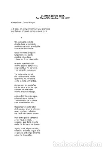 El rayo que no cesa - Miguel Hern&aacute;ndez
