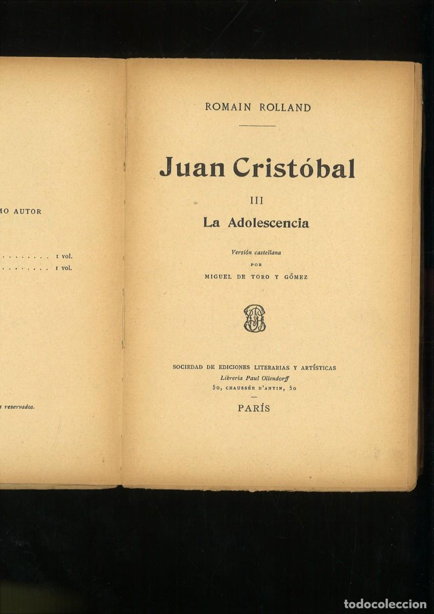 Libros: JUAN CRISTOBAL III LA ADOLESCENCIA. Romain Rolland - Foto 2
