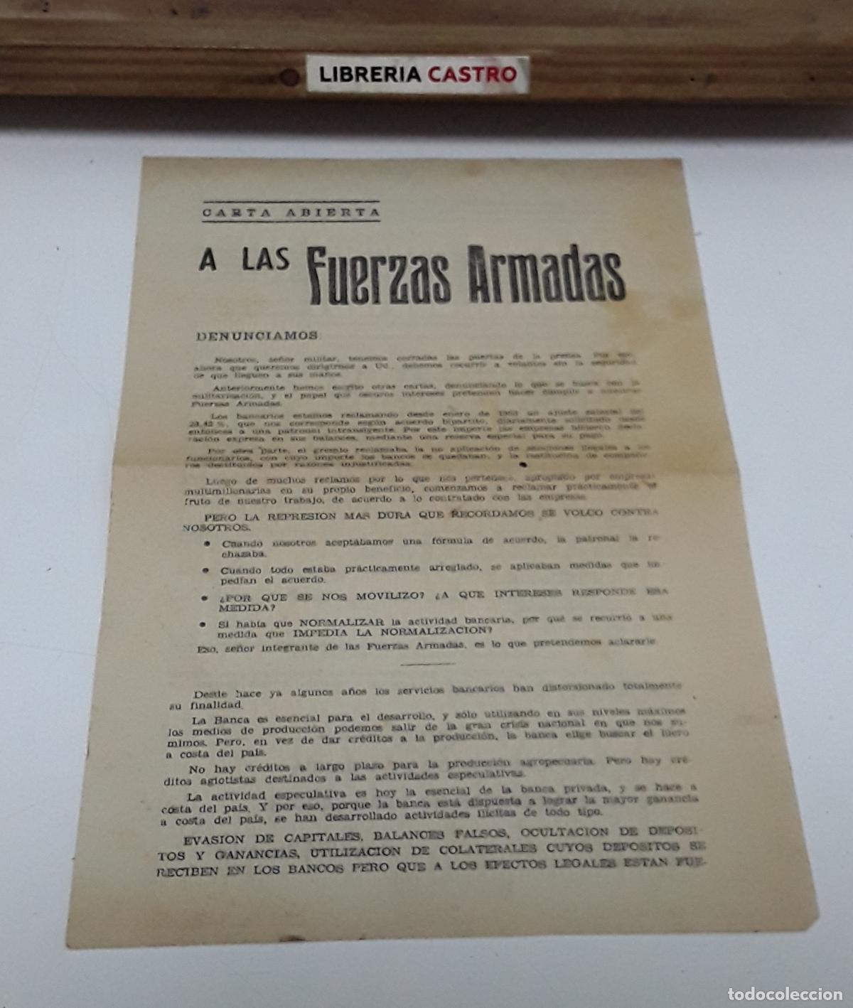 Libros: Carta Abierta a las Fuerzas Armadas del Grupo de Bancarios de Uruguay en 1969 - Grupo de Bancarios d
