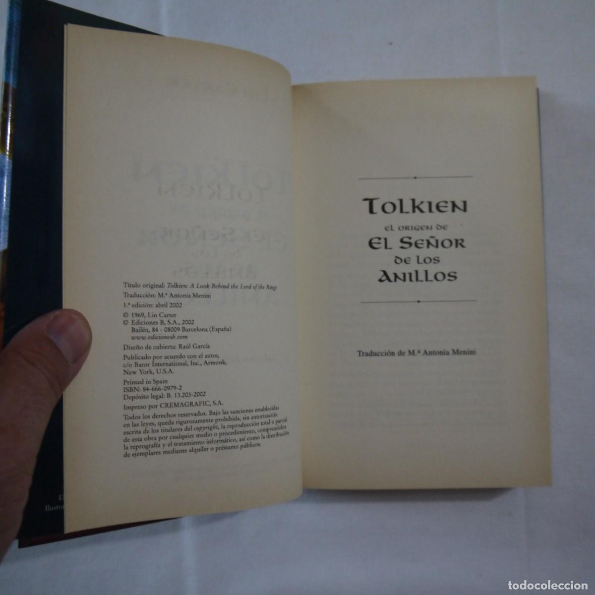 Libros: EL ORIGEN DEL SE&Ntilde;OR DE LOS ANILLOS - LIN CARTER - EDICIONES B - 2002 - 1.&ordf; EDICI&Oacute;N - Foto 5
