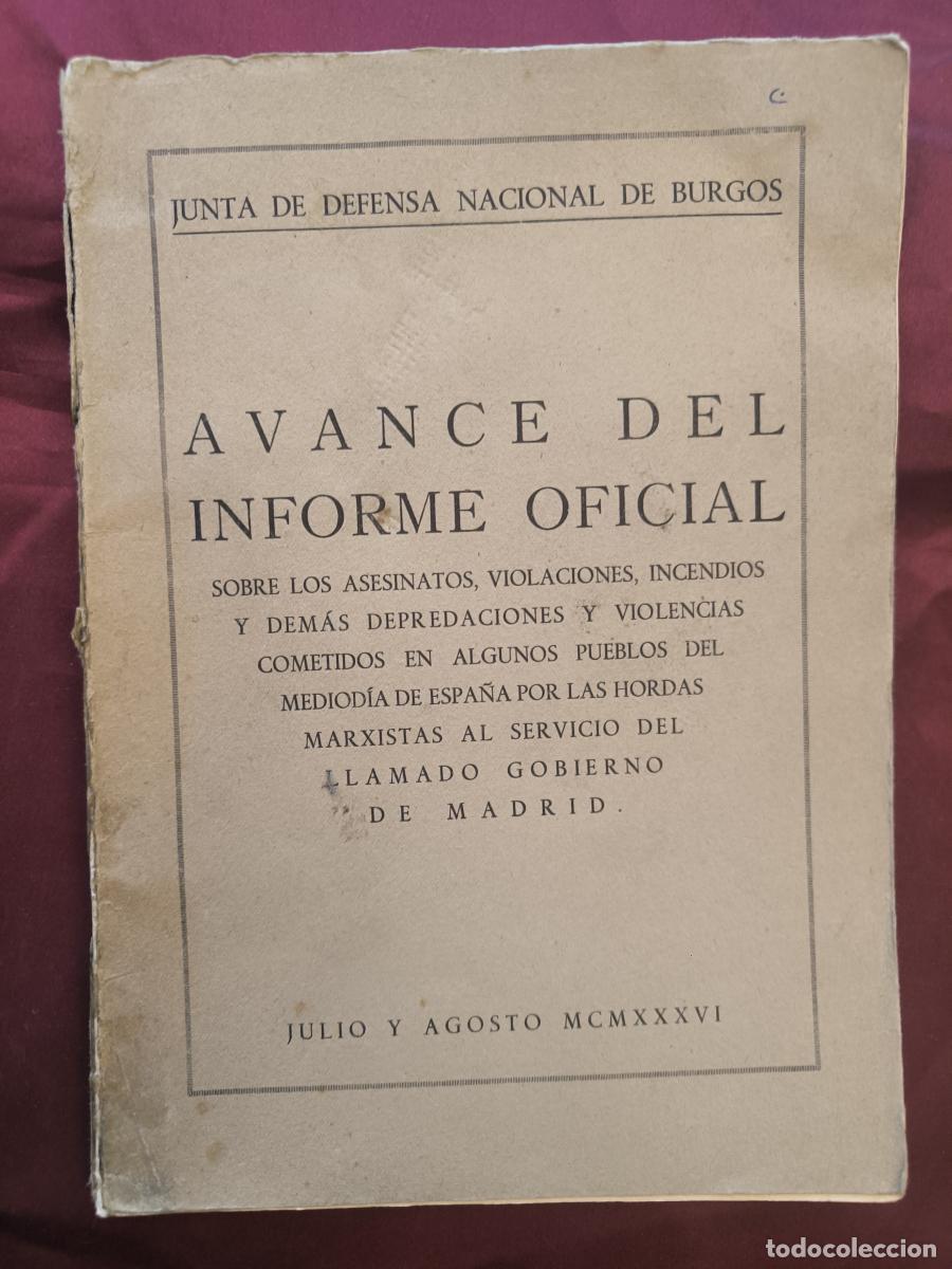 Libros: Avance del informe oficial sobre los asesinatos, violaciones, incendios y dem&aacute;s depredaciones y viol