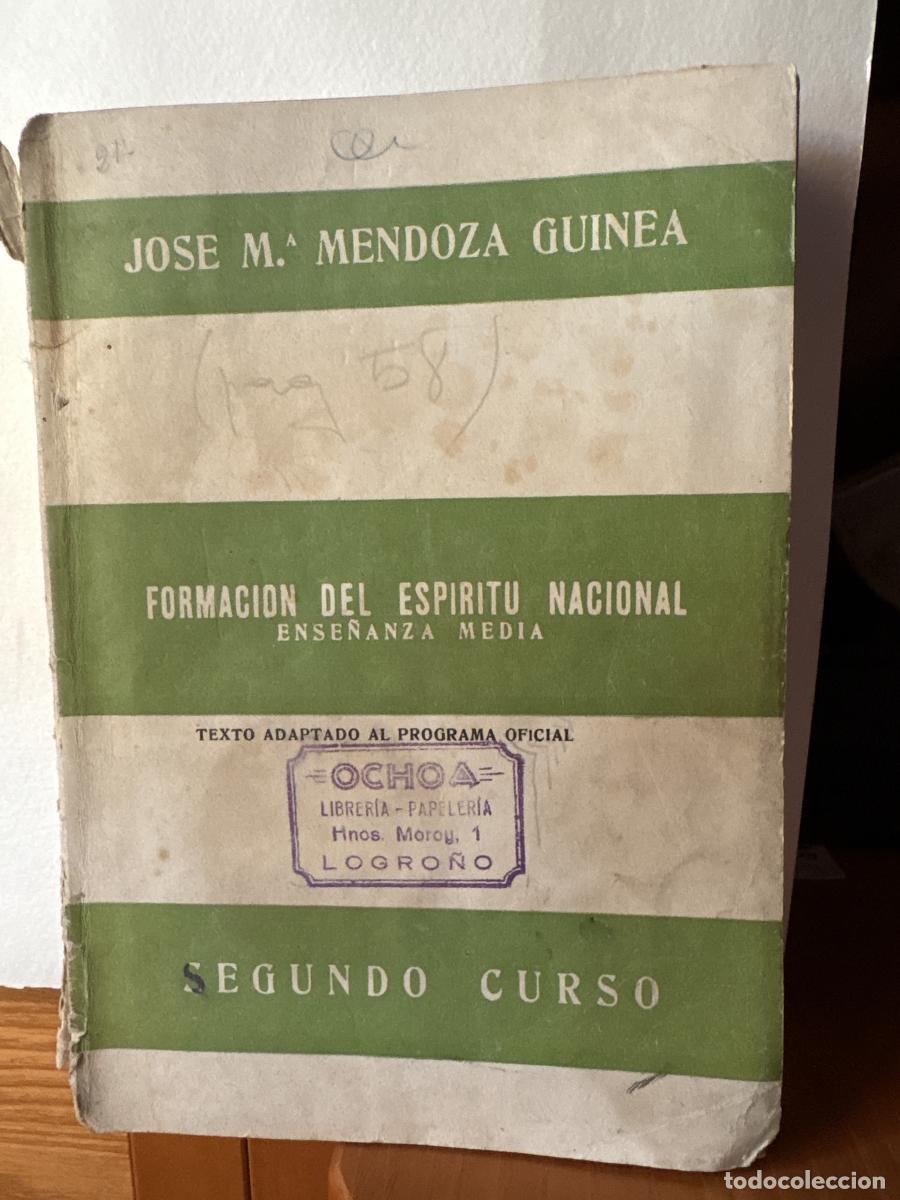 Libros: FORMACION DEL ESPIRITU NACIONAL. ENSE&Ntilde;ANZA MEDIA. SEGUNDO CURSO - JOSE MARIA MENDOZA GUINEA TDK185
