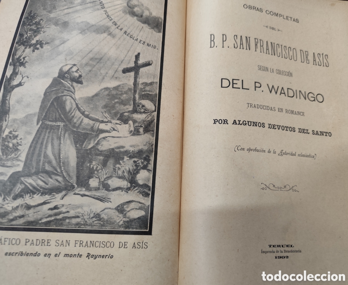 Livros em segunda m&atilde;o: OBRAS COMPLETAS DEL B. P. SAN FRANCISCO DE ASIS SEGUN LA COLECCION DEL P. WADINGO. A&ntilde;o 1902