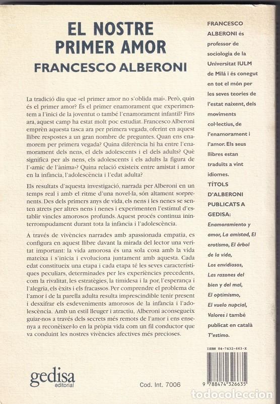 Libros: El nostre primer amor - Francesco Alberoni, 1998 - Foto 2