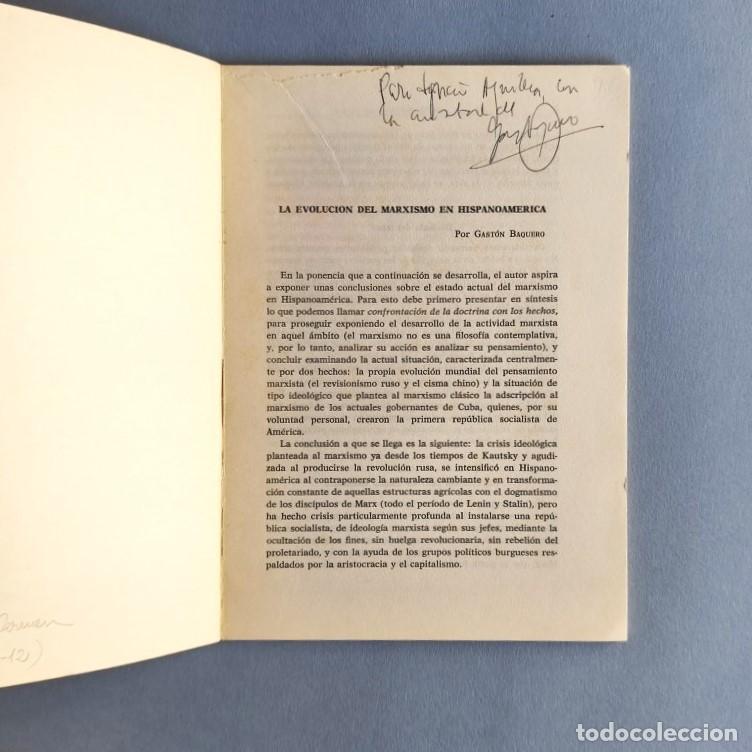 Libros: La Evoluci&oacute;n del Marxismo en Hispanoam&eacute;rica. (Ejemplar dedicado). - Baquero, Gast&oacute;n.