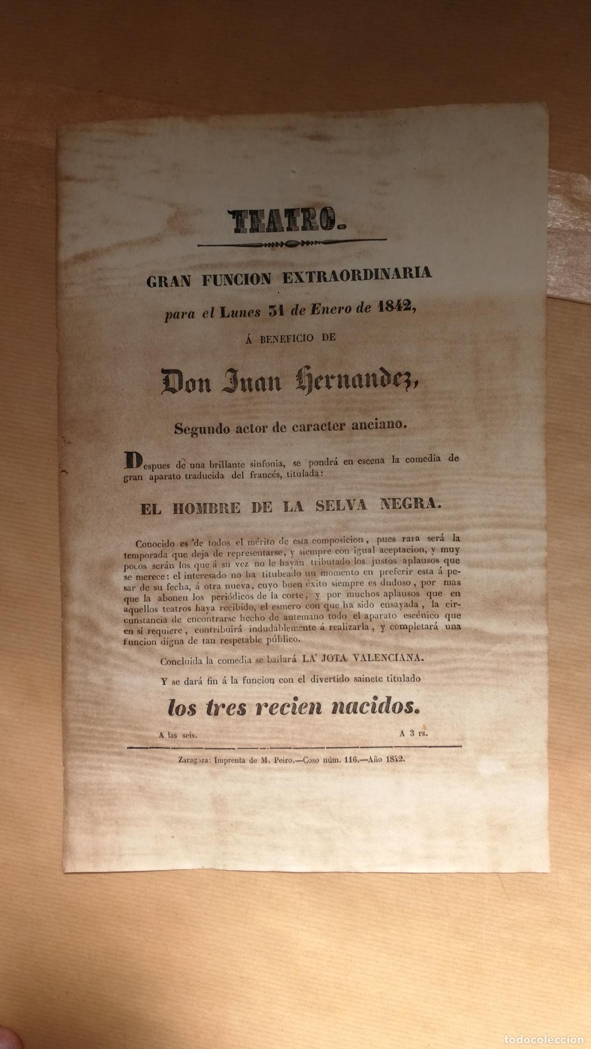 Livres: Programa Teatro 1842 gran funci&oacute;n extraordinaria para el lunes 31 de enero de 1842 a beneficio de do