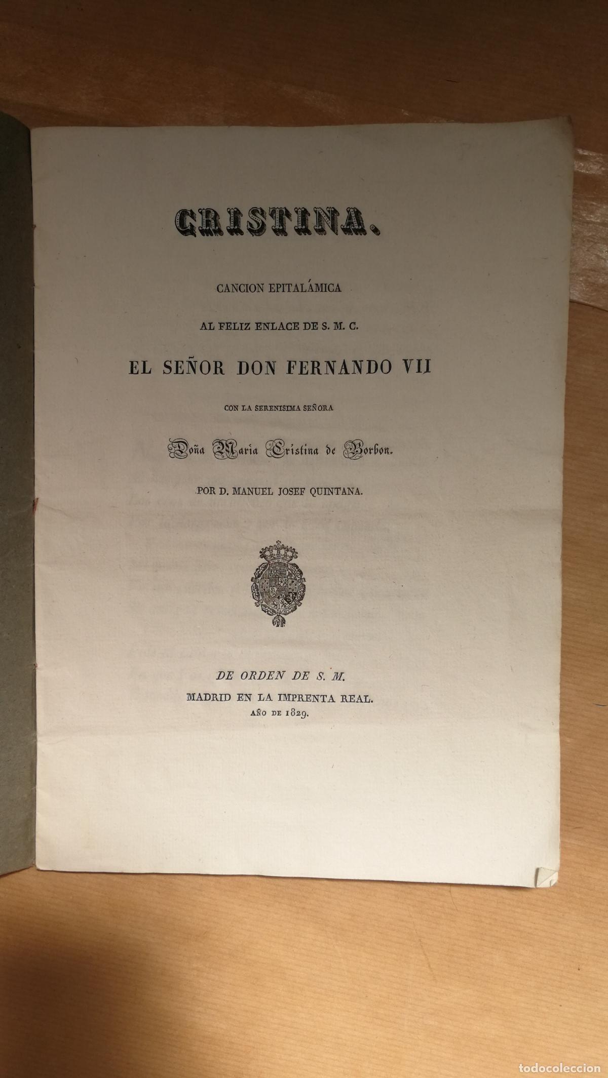 Livros em segunda m&atilde;o: Cristina.Canci&oacute;n Epital&aacute;mica al feliz enlace de S.M.C.El se&ntilde;or Don Fernando VII con la seren&iacute;sima se