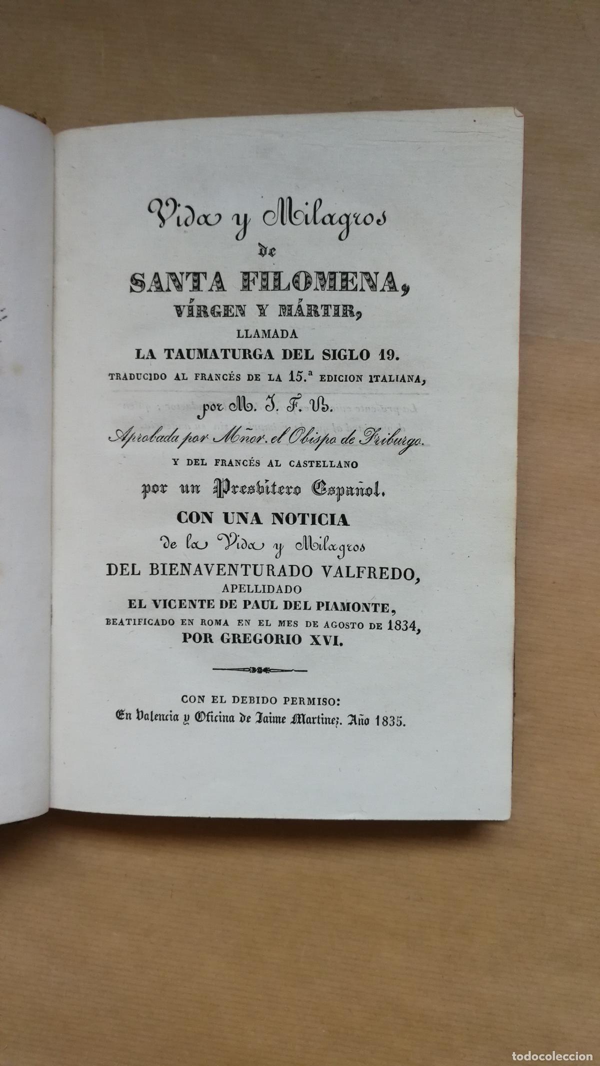 Livros em segunda m&atilde;o: &rdquo;Vida y Milagros de Santa Filomena, virgen y martir, llamada la taumaturga del siglo 19&rdquo;