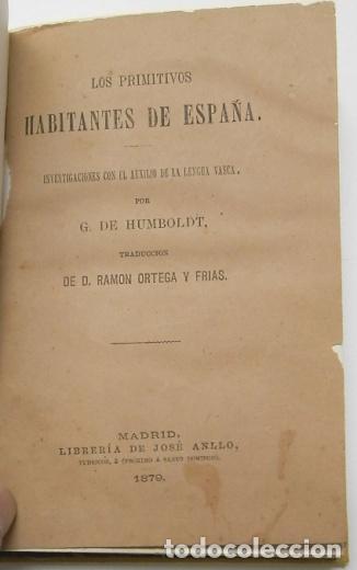 Livres: Los primitivos habitantes de Espa&ntilde;a - Humboldt, G. De
