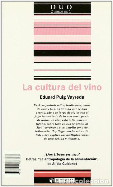 Livros em segunda m&atilde;o: La antropolog&iacute;a de la alimentaci&oacute;n y La cultura del vino- 9788497886888