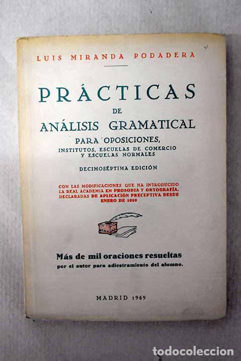 Libros: Pr&aacute;cticas de an&aacute;lisis gramatical.- Miranda Podadera, Luis
