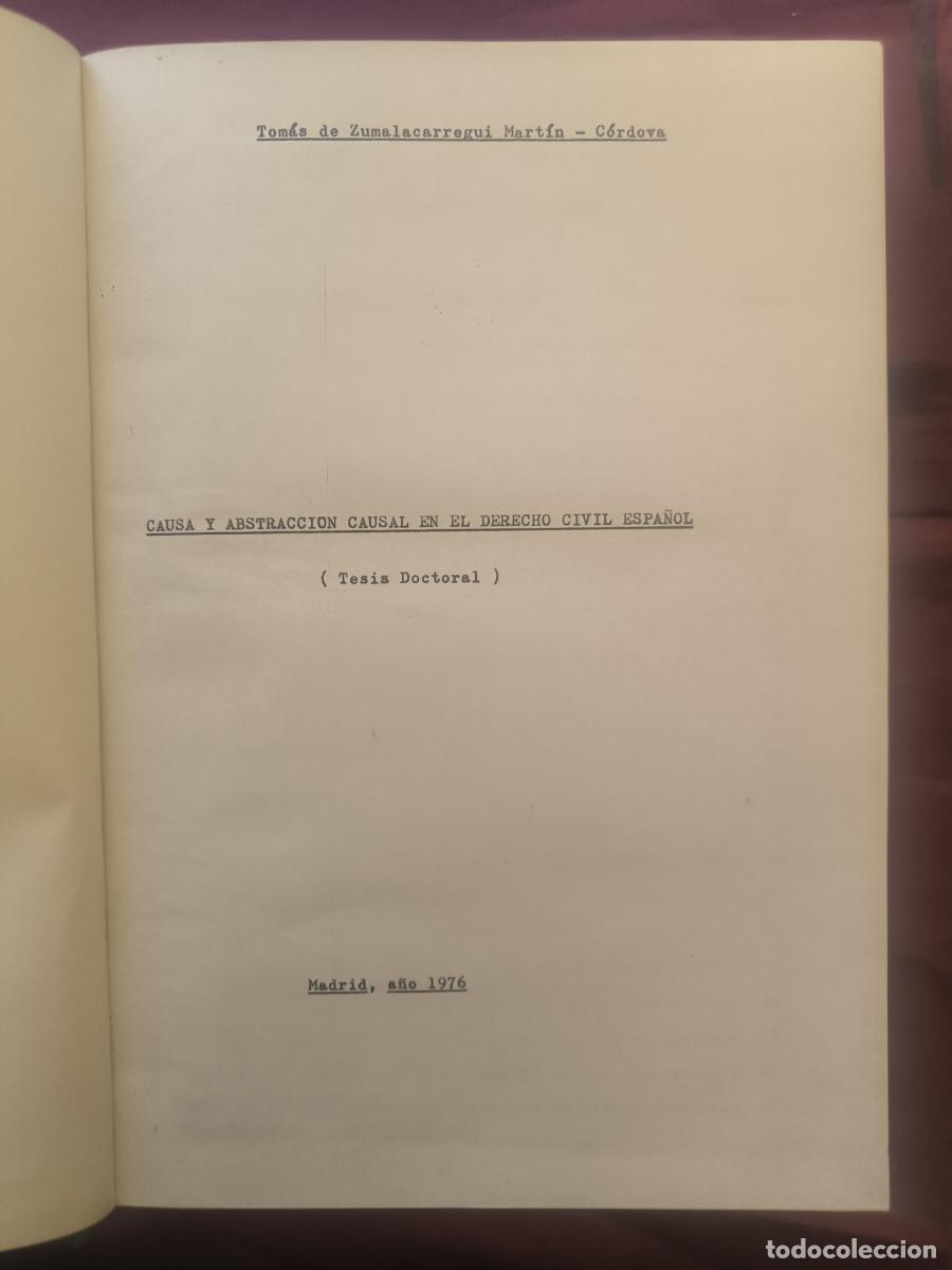 Libros: Tesis doctoral: Causa y abstracci&oacute;n causal en el derecho civil espa&ntilde;ol - Tom&aacute;s de Zumalac&aacute;rregui Mar