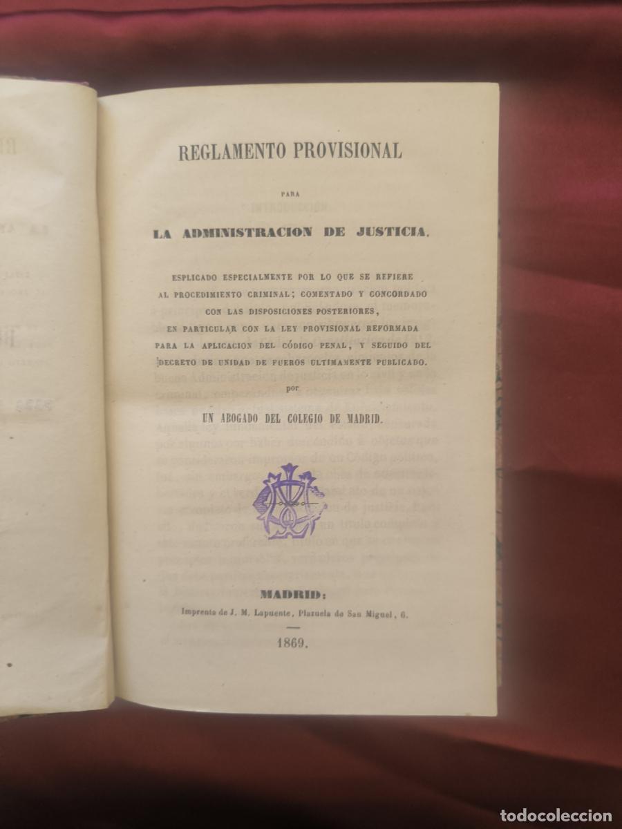 Libros: Reglamento provisional para la administraci&oacute;n de justicia -