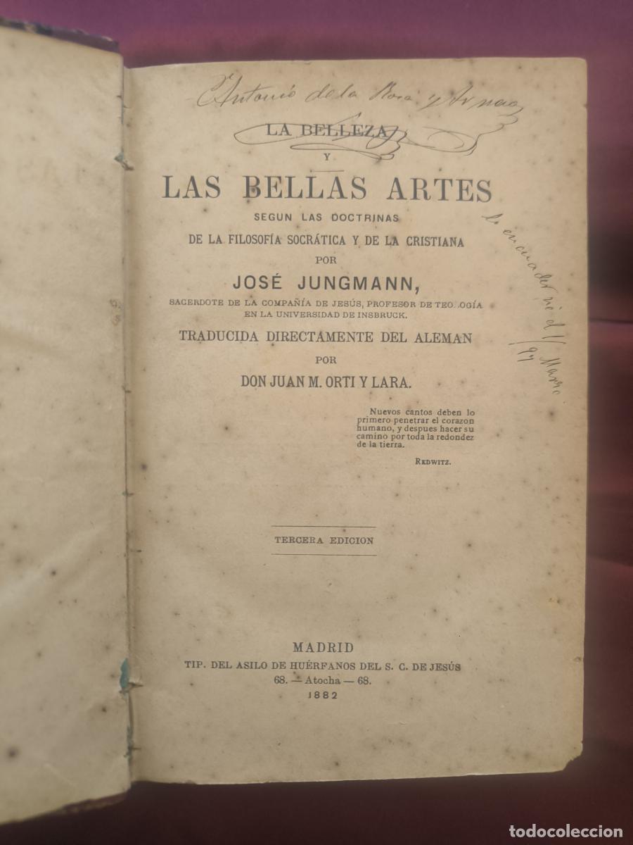 Libros: La belleza y las Bellas Artes seg&uacute;n las doctrinas de la filosof&iacute;a socr&aacute;tica y de la cristiana - os&eacute;