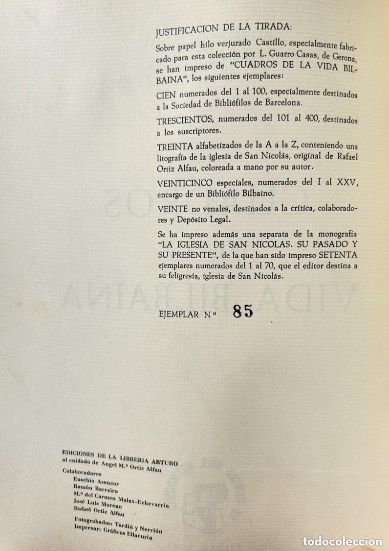 Libros: CUADROS DE LA VIDA BILBAINA &ndash; Alfredo de Echave / Juan E Demas 1965 PIEL Numerado - Foto 3