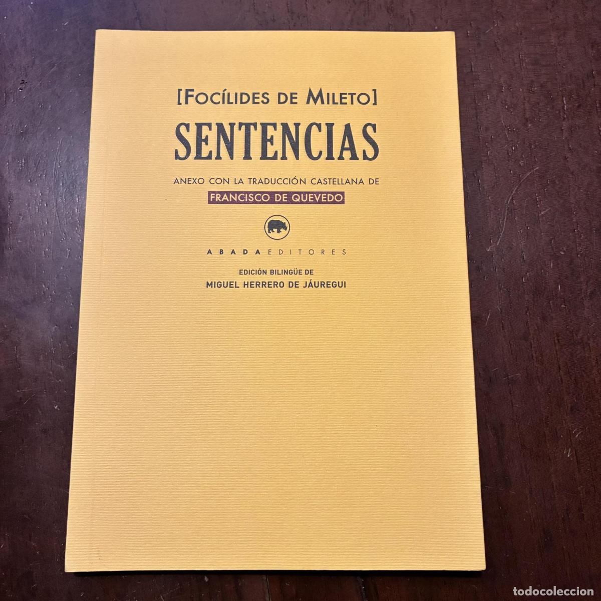Libros: Sentencias (Edici&oacute;n biling&uuml;e griego-castellano) - Foc&iacute;lides de Mileto