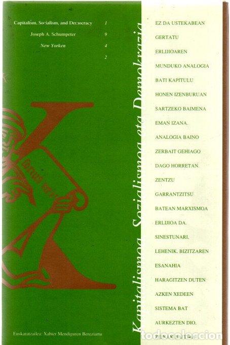 Libros: Kapitalismo, sozialismoa eta demokrazia - Schumpeter, Joseph Alois