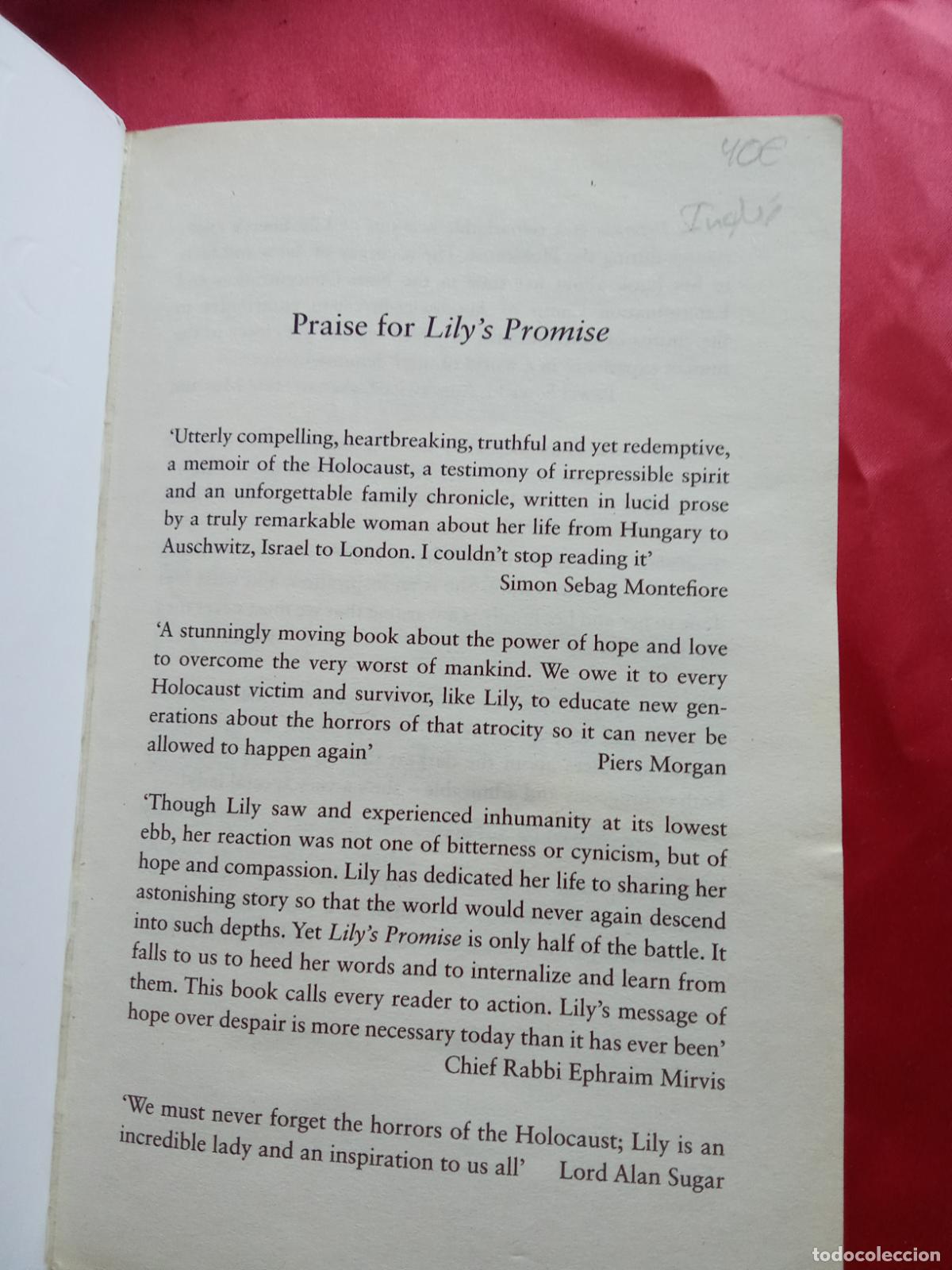 Libros: Lily's Promise. Lily Ebert and Dov Forman L.9309-928 ingl&eacute;s