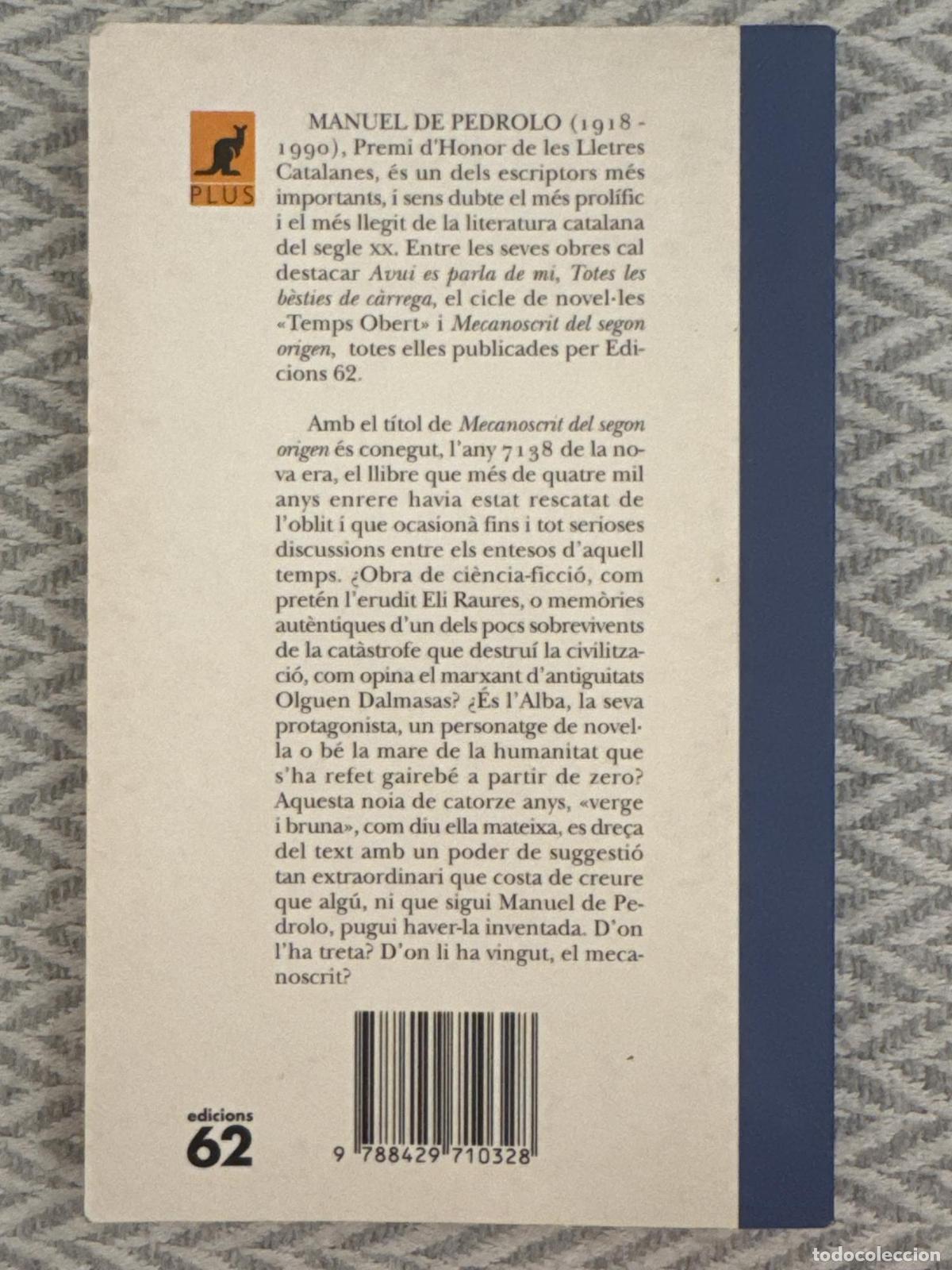 Libros: Mecanoscrit del segon origen - Manuel de Pedrolo - Foto 3