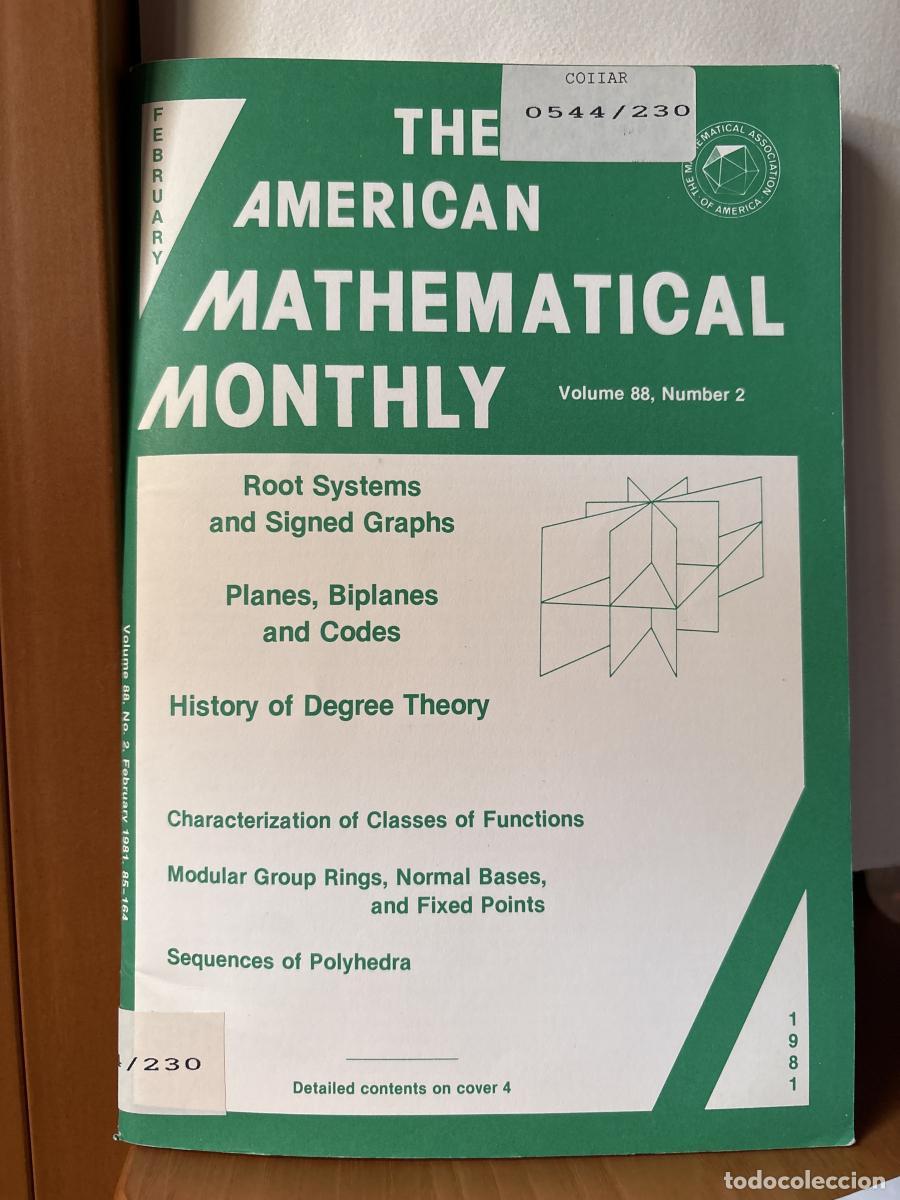 Libros: THE AMERICAN MATHEMATICAL MONTHLY. VOLUMEN 88. NUMBER 2. FEBRUARY - THE MATHEMATICAL ASSOCIATION OF