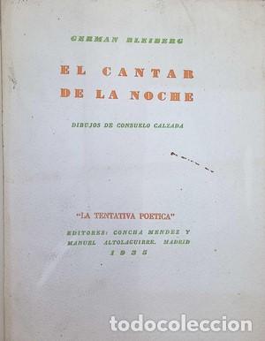 Libros: El cantar de la noche-GERMAN BLEIBERG. Colecci&oacute;n La Tentativa Poetica - BLEIBERG, GERMAN