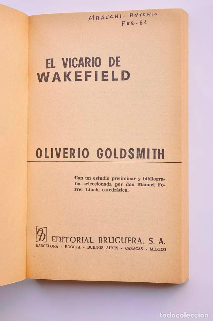 Libros: El vicario Wakefield - GOLDSMITH, Oliver - Foto 2