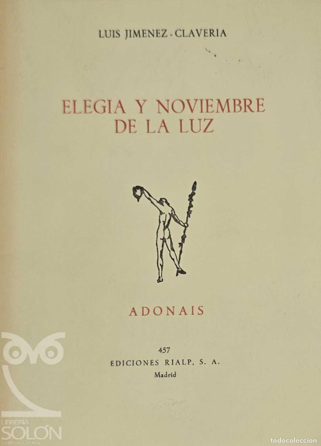 Libros: Eleg&iacute;a y Noviembre de la luz - Luis Jim&eacute;nez-Claver&iacute;a