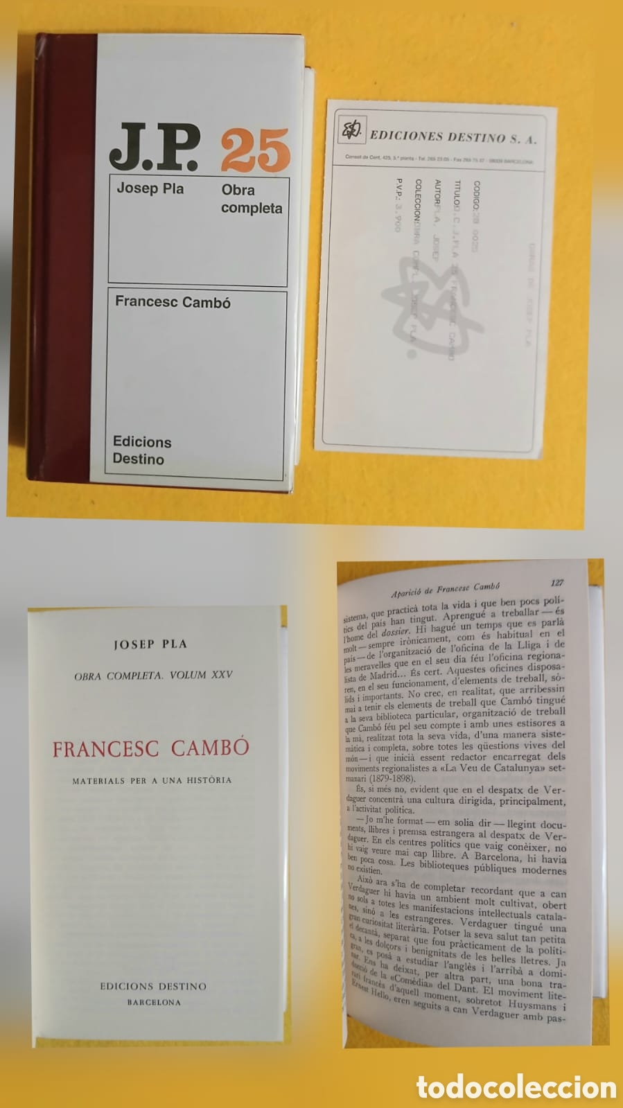 Libros: Francesc Camb&oacute;, Josep Pla, ed. destino
