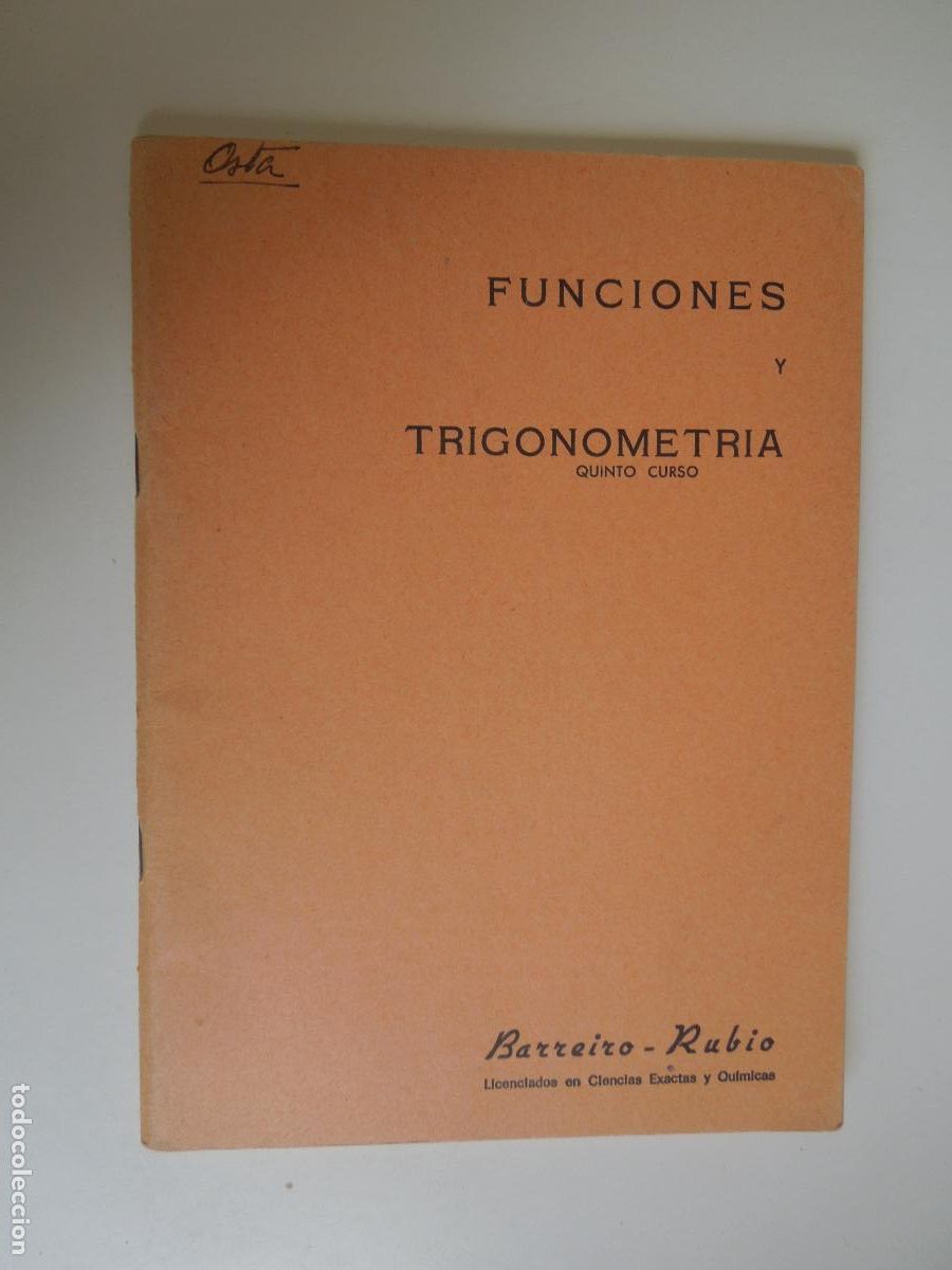 Livros em segunda m&atilde;o: FUNCIONES Y TRIGONOMETRIA - QUINTO CURSO - BARREIRO -RUBIO - 1967 -