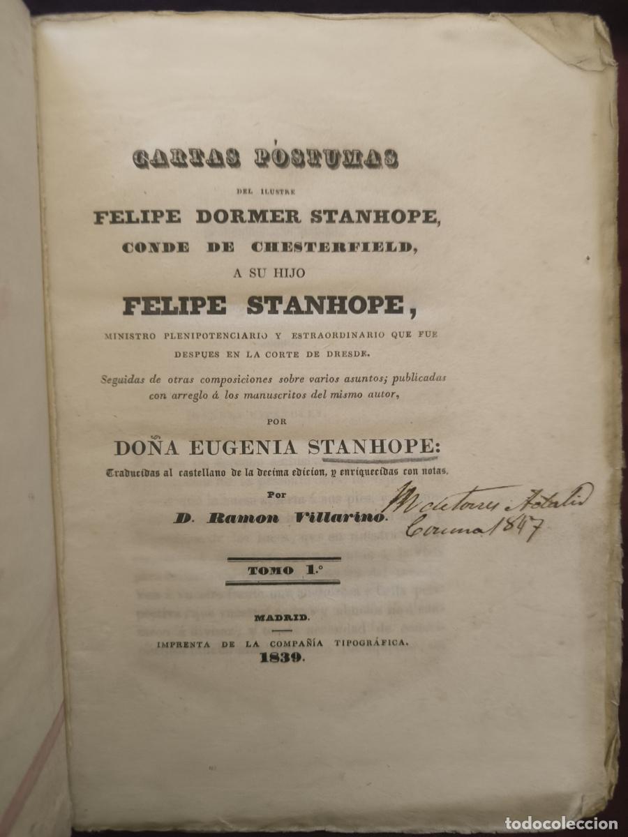 Libros: Cartas p&oacute;stumas del ilustre Felipe Dormer Stanhope, Conde de Chesterfield, a su hijo Felipe Stanhope
