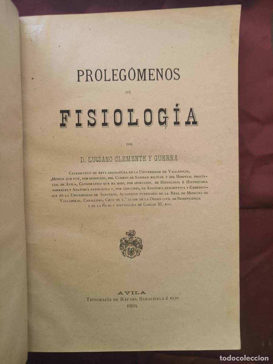 Libros: Proleg&oacute;menos de fisiolog&iacute;a. - Luciano Clemente y Guerra