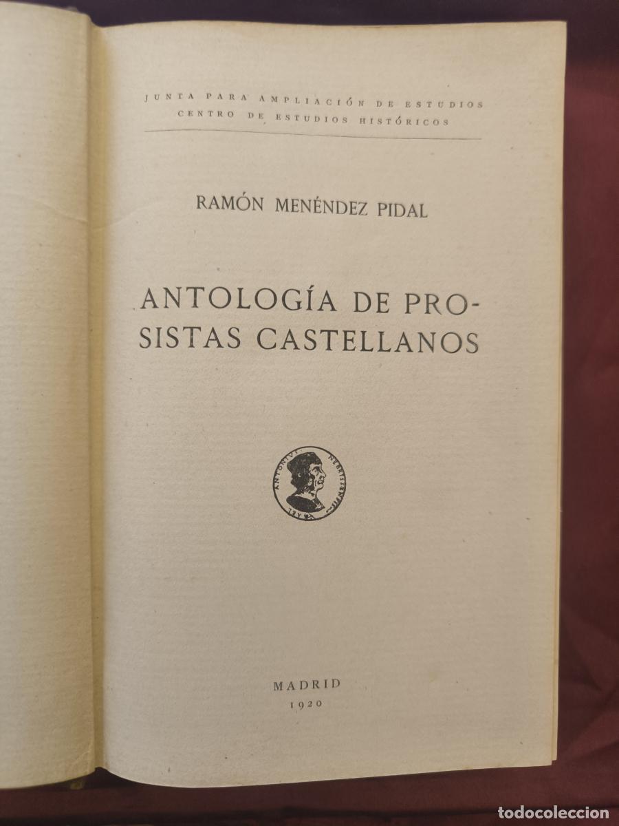 Libros: Antolog&iacute;a de prosistas castellanos. - Ram&oacute;n Men&eacute;ndez Pidal.