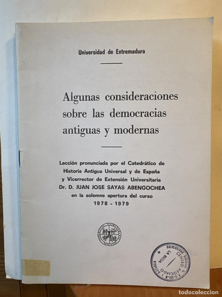 Libros: ALGUNAS CONSIDERACIONES SOBRE LAS DEMOCRACIAS ANTIGUAS Y MODERNAS. LECCION CATEDRATICO JUAN JOSE SAY