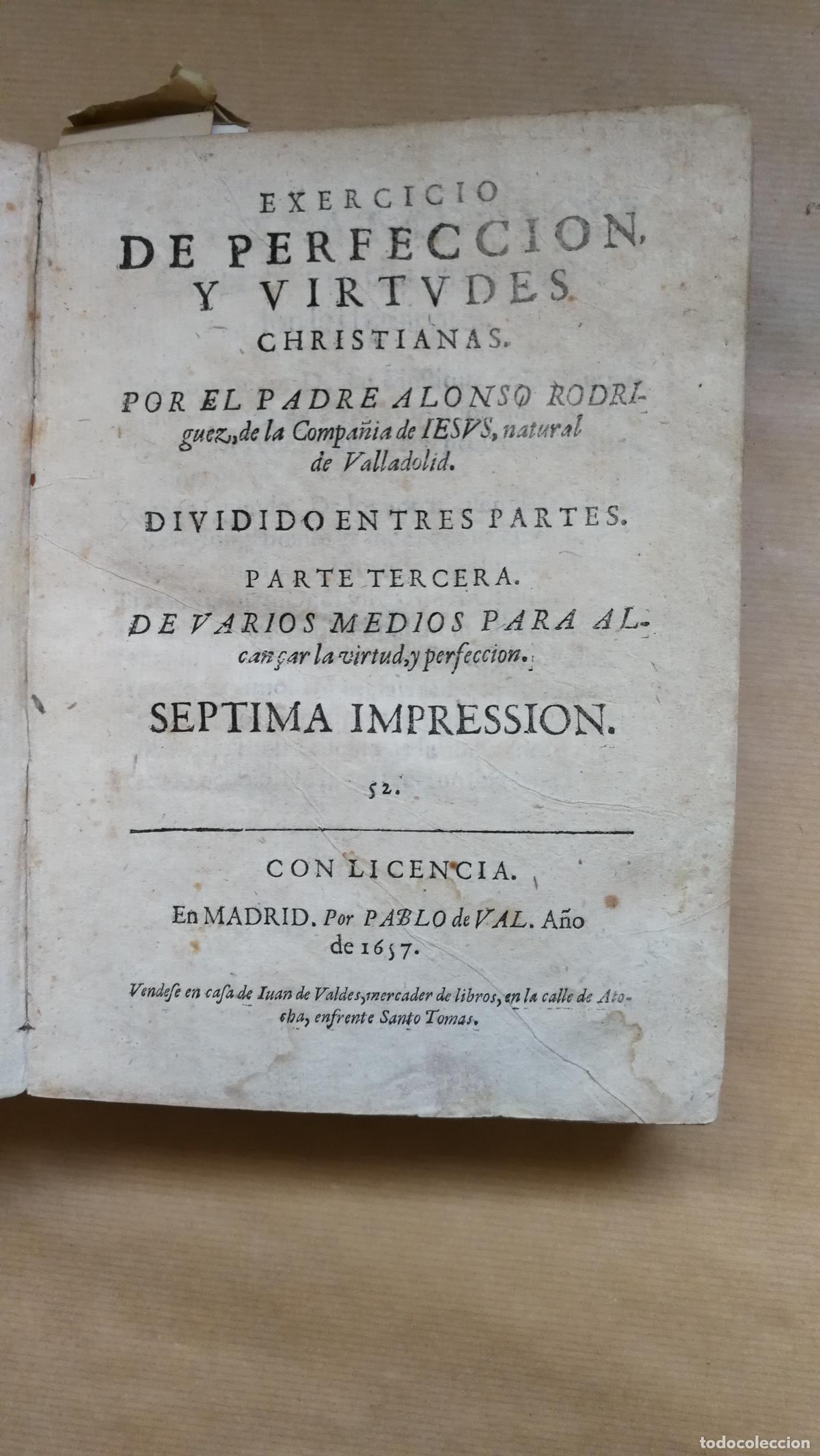 books: &rdquo;Exercicio de perfeccion, y virtudes christianas / por el Padre Alonso Rodriguez, de la Compa&ntilde;ia de