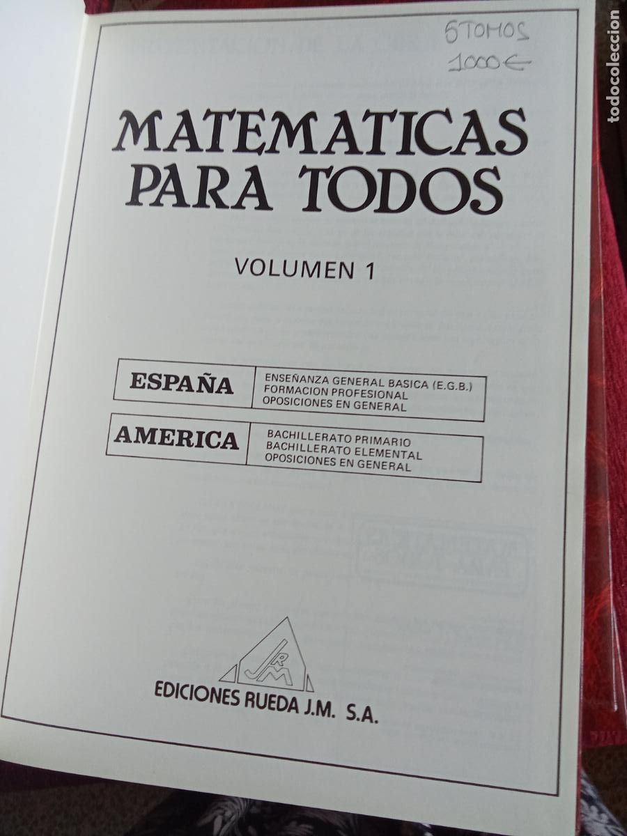 Libros: Matem&aacute;ticas para todos. (5 tomos) Art.548-1538 - Foto 4