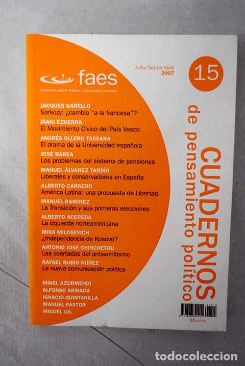 Libros: Cuadernos de pensamiento pol&iacute;tico, n&uacute;mero 15