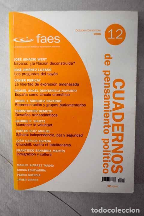Libros: Cuadernos de pensamiento pol&iacute;tico, n&uacute;mero 12 - Foto 1