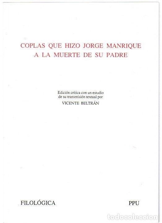 Libros: Coplas que hizo Jorge Manrique a la muerte de su padre - Beltr&aacute;n, Vicente (Ed.)