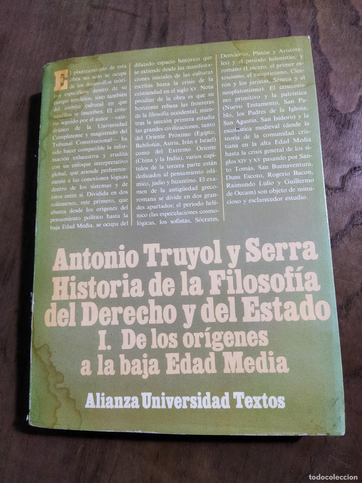 books: HISTORIA DE LA FILOSOFIA DEL DERECHO Y DEL ESTADO. I - TRUYOL Y SERRA, ANTONIO