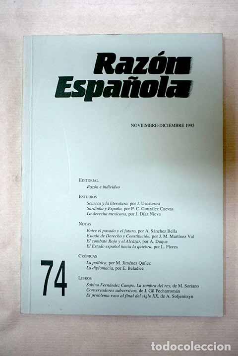 Libros: Raz&oacute;n Espa&ntilde;ola, n&ordm; 74