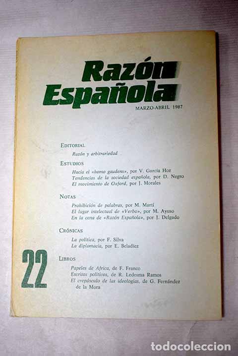 Libros: Raz&oacute;n Espa&ntilde;ola, n&ordm; 22 - Foto 1