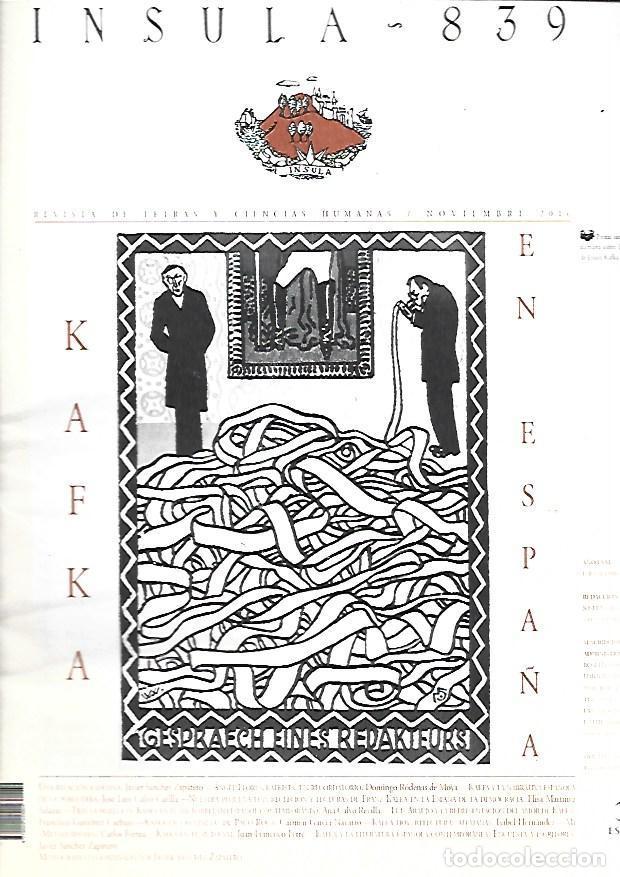 Libros: INSULA. REVISTA DE LETRAS Y CIENCIAS HUMANAS. NUMERO 839: KAFKA EN ESPA&Ntilde;A - VARIOS