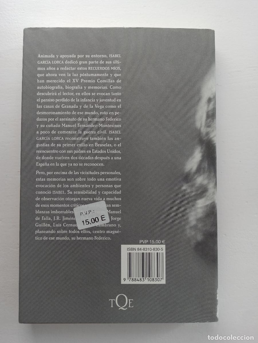 Libros: Recuerdos m&iacute;os - Isabel Garc&iacute;a Lorca - Foto 4