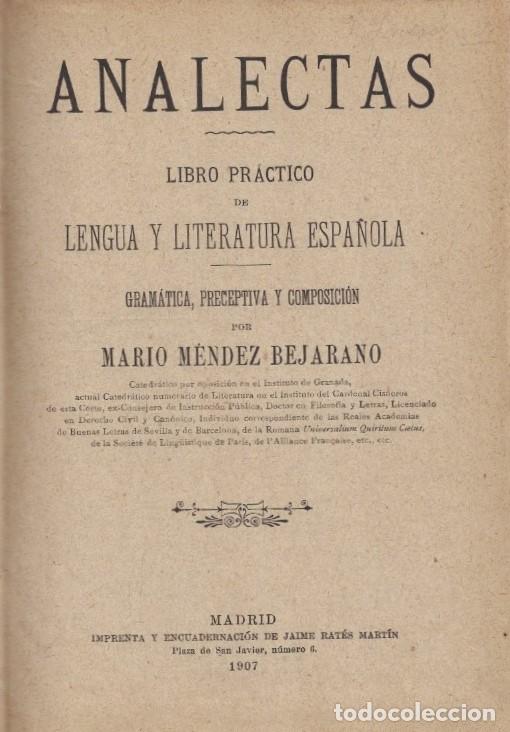 books: ANALECTAS. Libro pr&aacute;ctico de lengua y literatura espa&ntilde;ola. Gram&aacute;tica, preceptiva y composici&oacute;n. - M&eacute;