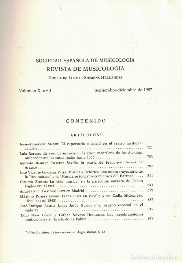 books: REVISTA DE MUSICOLOG&Iacute;A. Vol. X. 1987. N&ordm; 3. Septiembre-Diciembre. - Siemens Hern&aacute;ndez. Lothar, (Dir
