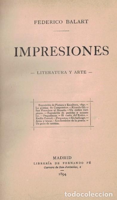 Livres: IMPRESIONES. LITERATURA Y ARTE * EL RETRATO. Conferencias pronunciadas en el C&iacute;rculo de Bellas Arte