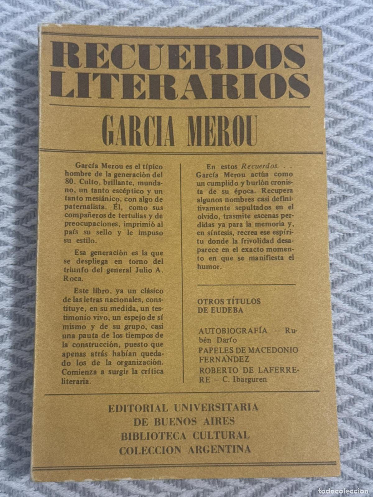 Libros: Recuerdos literarios - Garc&iacute;a Merou