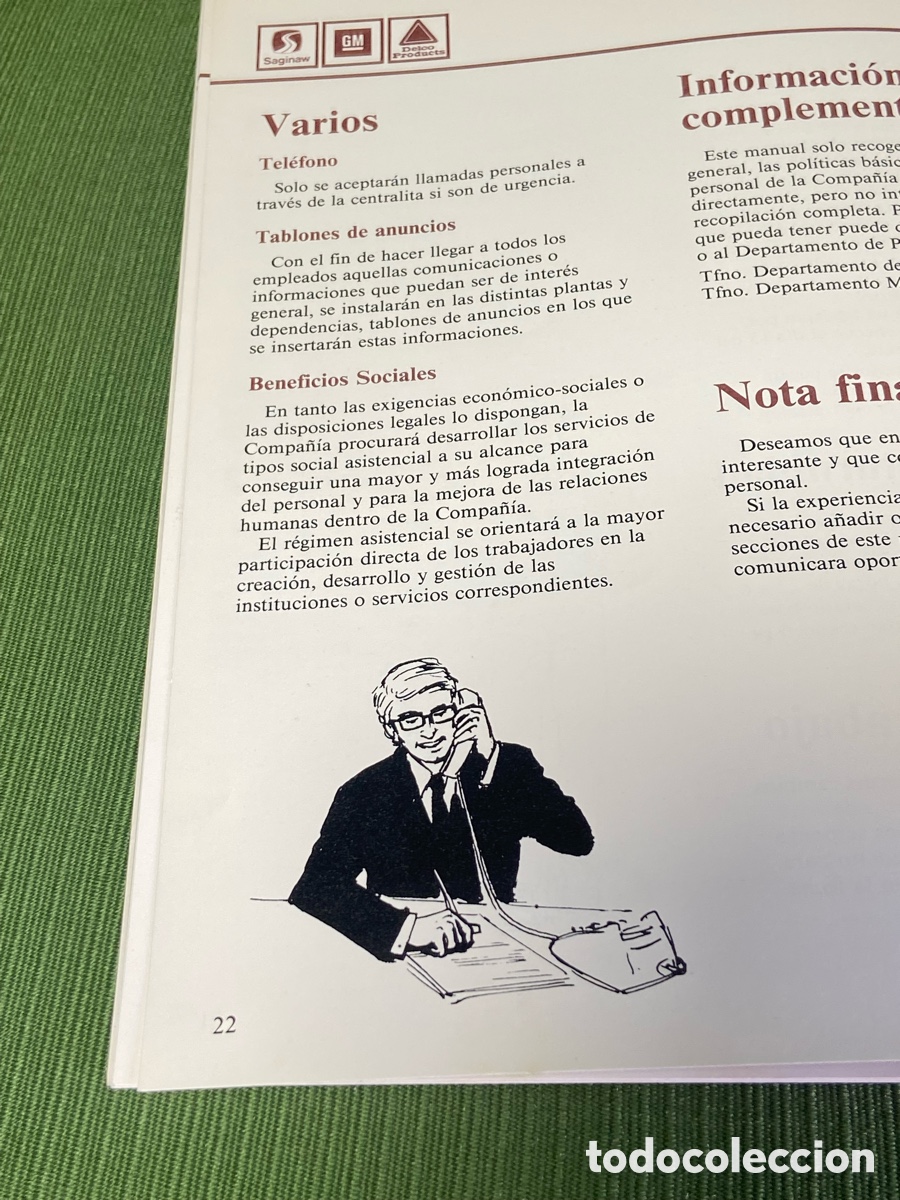 Libros: Libro del empleado. Factor&iacute;a de componentes General motors. - Foto 12